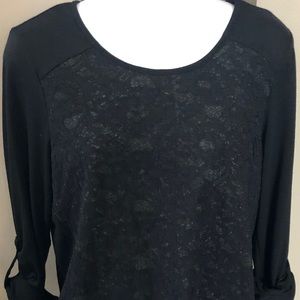 Skies Are Blue Anthro Lace-Like Detail Top, M Chic